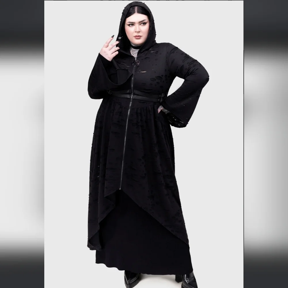 Killstar Black Asymmetrical Hooded Dress - Picture 8 of 9
